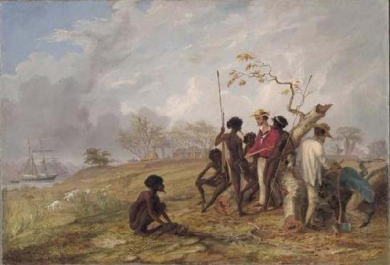 Thomas Baines Aborigines near the mouth of the Victoria River oil painting picture
